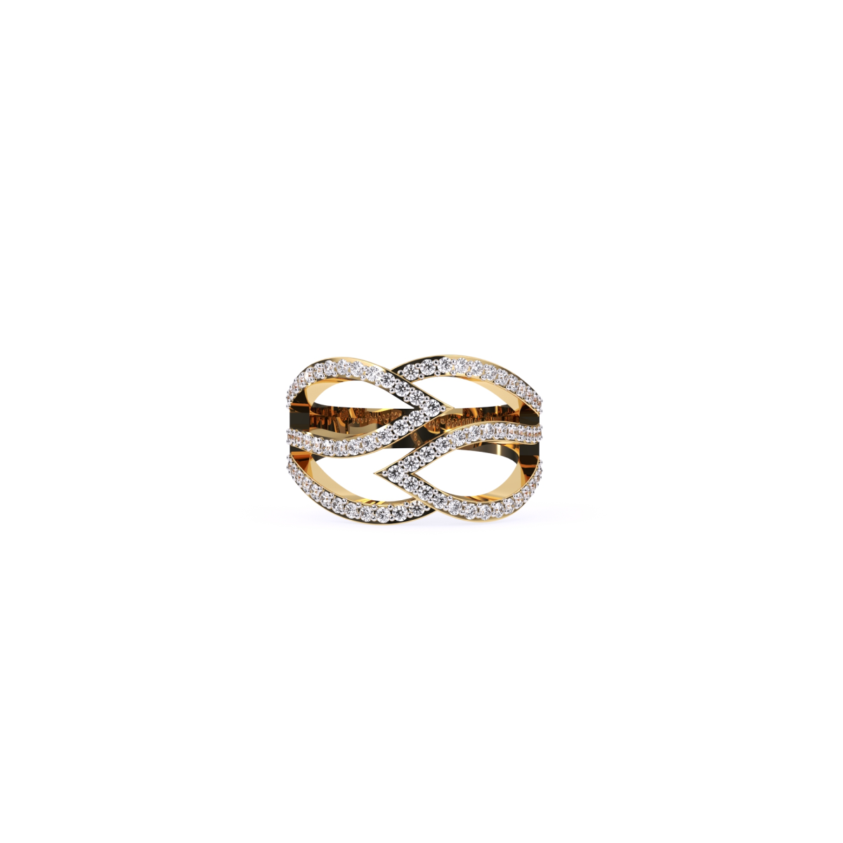 Trendy Open Leaf Style Diamond Wedding Ring